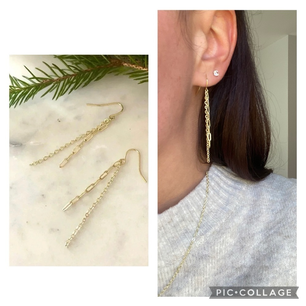 Handmade Minimalist Gold Drop Chain Earrings